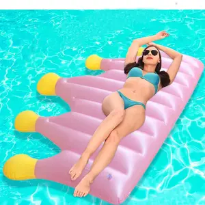 Vendita calda corona in PVC gonfiabile flottante fila per adulti all'aperto piscina sedia a sdraio, corona galleggiante letto all'ingrosso