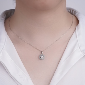 Collier pendentif pour femme Sun Star en argent sterling 925, tendance, pierre en zircon taille brillant, plaqué rhodium, cadeau de mariage, vente en gros - Product Image 4