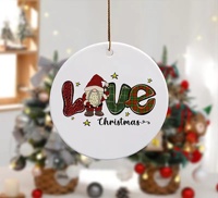 Joyeux arbre nouveau pendentif de noël rond simple et double face 3 couleurs imprimé boule en céramique décoration d'ornement suspendu