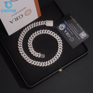 Cadena Cubana de Plata de Ley 925 con Moissanita VVS1, Collar de Plata Sólida, Venta al por Mayor para Joyería Fina Unisex Global - Product Image 1
