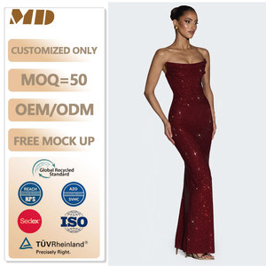 Customized <strong>Dresses</strong> High Quality Luxury Evening <strong>Dress</strong> <strong>Strapless</strong> Back with Rhinestone Breathable Maxi Length <strong>Sequin</strong> <strong>Dress</strong> - Product Image 1