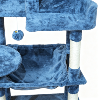 Menara Pohon Kucing Tinggi untuk Beberapa Kucing di Dalam Rumah dengan Tempat Tidur Hammock yang Nyaman, Tiang Garuk Sisal, dan Mainan Gantung Interaktif