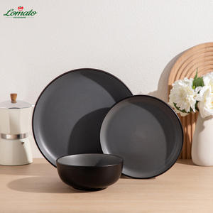 Stock ! Ensemble de vaisselle en porcelaine moderne et écologique, 4 pièces, design personnalisé, assiettes en céramique émaillée, restaurants, coffret cadeau d'entreprise - Product Image 2