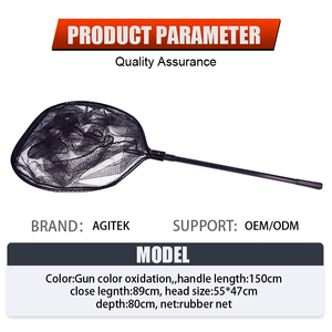 Inklapbare telescopische landingsnetstok van aluminiumlegering met opvouwbaar siliconen rubberen visnet voor vliegvisserij - Product Image 2