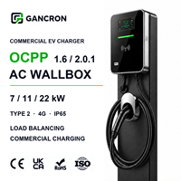 Pengisi Daya EV AC Wallbox Tipe 2 OCPP 1.6/2.0.1/2.1 4G IP65 Load Balance Car Charger Charging Pile 7kW 11kW 22kW untuk Komersial