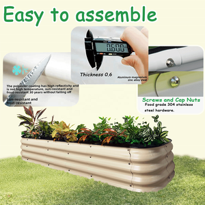 Lit de jardin <span class=keywords><strong>surélevé</strong></span> en métal pour plantes d'extérieur, <span class=keywords><strong>construction</strong></span> en acier galvanisé, kit d'installation facile - Product Image 2