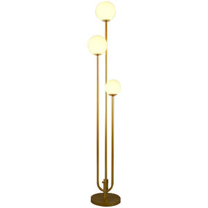 Lampe sur pied scandinave en laiton avec éclairage LED, commande tactile, hauteur réglable, éclairage pour salon et chambre à coucher - Product Image 5