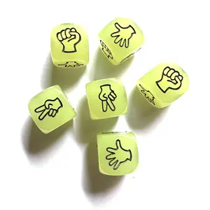 Tùy chỉnh Glow-in-The-Dark D6 Acrylic DICE 20mm trong suốt sáng đá giấy kéo hội đồng quản trị trò chơi giải trí