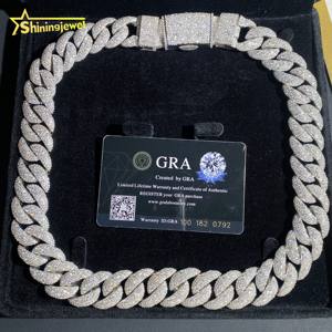 20mm VVS Moissanite 925 Prata Lua Forma Colar Iced Out Diamante Fino Hip Hop Jóias Miami Cubano Link Cadeia Colar - Product Image 2