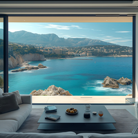 Fenêtre Panoramique Fixe Plancher-Plafond en Aluminium à Double Vitrage Trempé, Design Européen Personnalisé, pour Villa Moderne à Rupture de Pont Thermique