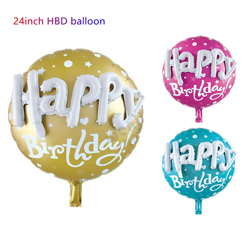 Balões flutuantes vazios de 24 polegadas, feliz aniversário, festa de decoração, suprimentos, layout de cenário, balão de alumínio de folha de alumínio, atacado