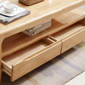 Nordic Solid Wood <b>Coffee</b> <b>Table</b> With Storage Natural Wood Color For Living Room Small Apartment Homestay - Product Image 2