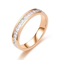 Bague ouverte en acier inoxydable avec zircon cubique pour femme, idéale pour mariage, vente en gros, prix d'usine, fabricant et fournisseur chinois