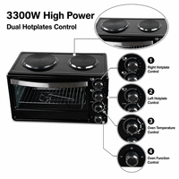 Four électrique en acier inoxydable CKD 3300W, double plaque chauffante, cuisinière de comptoir 2-en-1, appareil de cuisine compact, capacité de 30L