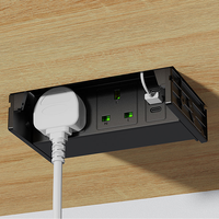 Mesa de Conferencia Internacional con Centro de Carga Eléctrico Oculto en la Superficie, con Cargador USB C PD y 2 Tomas de Corriente UK, Enchufe Emergente de Escritorio