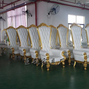 Vente en gros de chaises de luxe à dossier haut et trône doré nouveau design de siège <span class=keywords><strong>du</strong></span> <span class=keywords><strong>roi</strong></span> pour mariage et hôtel matériau métallique - Product Image 3