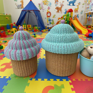 Customized <strong>Basket</strong> Paper Rope Storage <strong>Child</strong>-friendly Style Woven Handmade <strong>Basket</strong> for Living Room Bedroom Decor - Product Image 1
