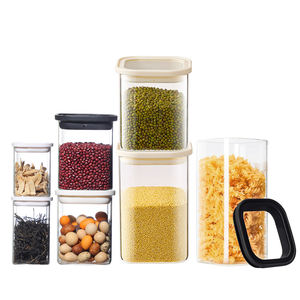 Nuevas Tendencias <span class=keywords><strong>de</strong></span> Moda, Diseño Creativo, Juego <span class=keywords><strong>de</strong></span> Recipientes Apilables para <span class=keywords><strong>Cocina</strong></span>, Frascos <span class=keywords><strong>de</strong></span> Vidrio Herméticos con Tapas <span class=keywords><strong>de</strong></span> Silicona - Product Image 1