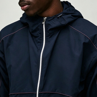 Ensemble de survêtement urbain pour homme en nylon léger, coupe-vent, 2 pièces, avec short et veste à capuche à passepoil contrastant, confectionné sur mesure