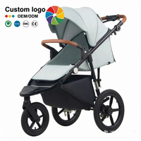 Poussette de jogging en aluminium de qualité supérieure |   Tissu 600D, auvent réglable en 3 sections, dossier inclinable à l'infini, frein à main