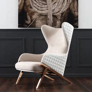 Modern High <strong>Back</strong> <strong>Wing</strong> <strong>Chair</strong> with Armrest Metal Steel Legs Leather Living Room Leisure Lounge <strong>Chair</strong> Hotel Accent <strong>Chair</strong> - Product Image 4