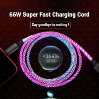 Cable de Carga Rápida USB Tipo C RGB de 3.3 Pies, Transferencia de Datos, Iluminación LED RGB Gradual, USB a C, 66W/6A, Ultra-Duradero