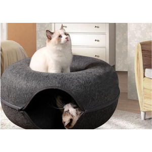 Fabrik Günstige Großhändler Zwei Möglichkeiten Verwenden Sie Donut Katze Hund Filz Donut Korb Haus Plüsch Kissen Haustier Betten für Hunde Katzen