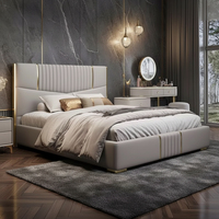Furnistyle Lederbezogenes Kingsize-Bett mit Metallrahmen Modernes Design Anpassbar