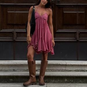 Vestido de Verano para Mujer 2025, Nuevo Vestido de Moda con Encaje Multicapa, Vestido Asimétrico Elegante con Tirantes Retro - Product Image 1