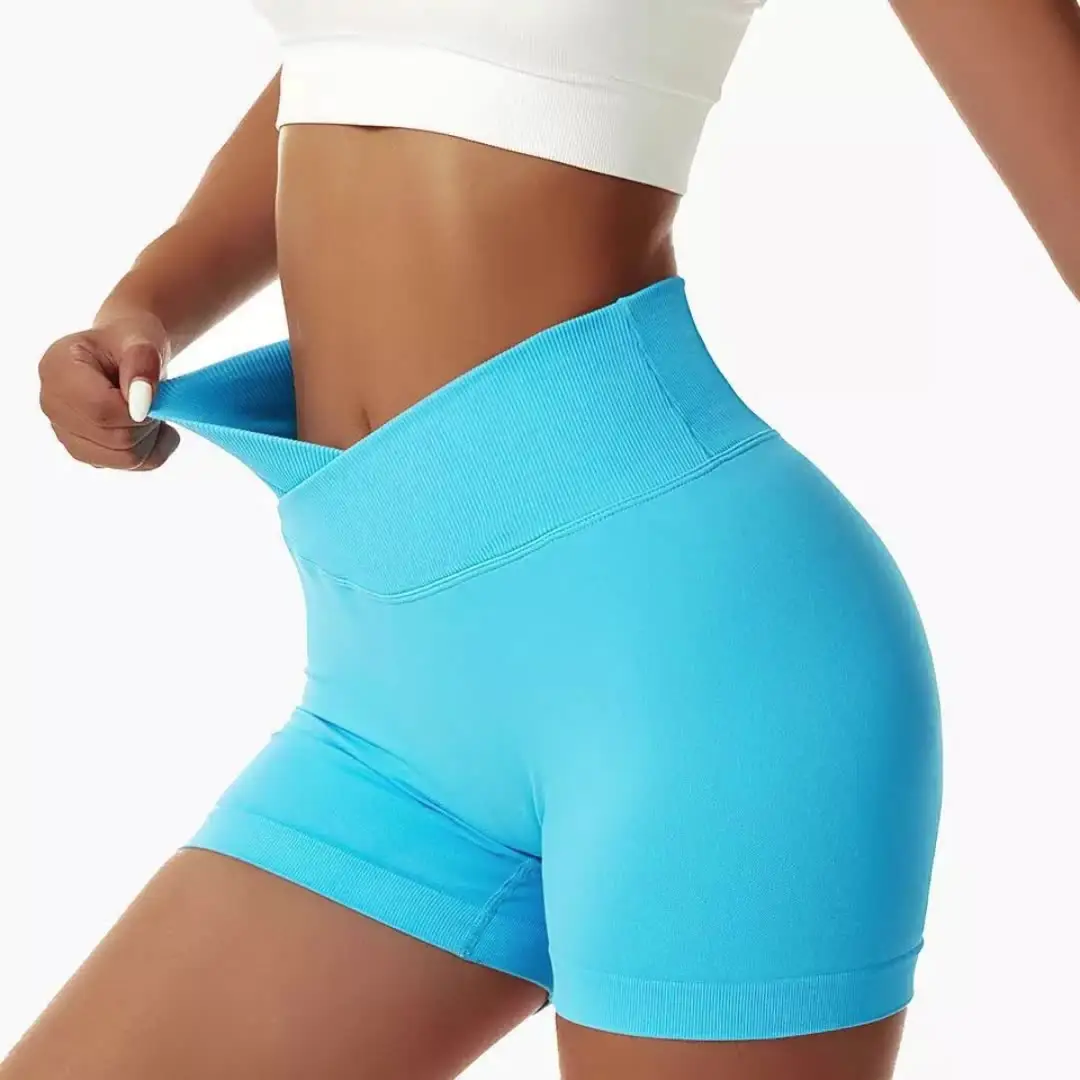 Europe and America yoga shorts high waisted running and fitness shorts peach buttocks lifting seamless sports shorts for women