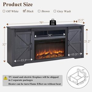 Hiện đại trang trại lò sưởi TV đứng cao MDF trung tâm giải trí trượt Barn Cửa Ngăn kéo highboy phương tiện truyền thông giao diện điều khiển phòng khách - Product Image 4