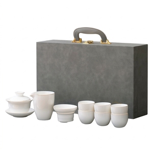 Juego de Té Portátil de Cerámica Blanca BAMBUS, Porcelana de Alta Gama, Moderno y Sencillo, para Oficina, Viajes, Estilo Chino - Product Image 6