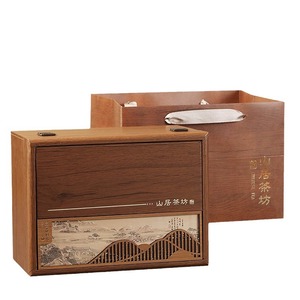 Wooden Tea Packaging <b>Box</b> Rectangle Lockable For Pu'er Fuding White Tea <b>Gift</b> Storage - Product Image 2