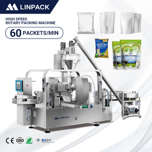 Machine d'emballage rotative de type sachet préformé entièrement automatique conforme à la norme européenne LINPACK pour le thé vert matcha en poudre et le lait en poudre - Product Image 1