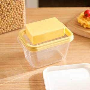 <b>Refrigerator</b>-Friendly Plastic Cheese Cake Dish Box with Cover and Baking Knife Cutter Home Use Butter Cutting Storage Bin - Product Image 2