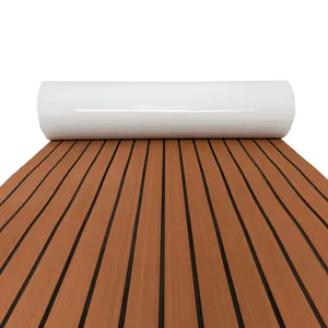 Cubierta de barco autoadhesiva Eva Marine Flooring Faux Teak PE Decking