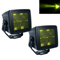 Projecteurs LED extérieurs 70W 12V 24V IP67 Jaune 3000K à faisceau large de 3 pouces pour 4x4, feux de brouillard, feux de conduite, projecteurs pour camions et véhicules tout-terrain