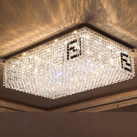 Lustre moderne doré en laiton, lampe cube en cristal, vente d'usine pour salon, hôtel, éclairage de plafond, lampe suspendue de restauration