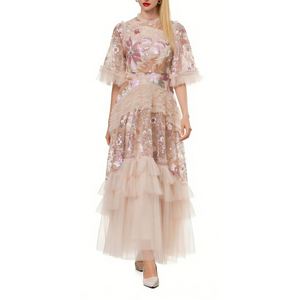 Robe longue de <span class=keywords><strong>soir</strong></span>ée féerique pour femme, ornée de sequins et de fleurs, avec volants en tulle superposés - Sehe Fashion - Product Image 2