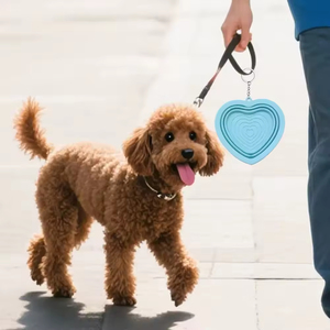 Tazón Plegable de Silicona en Forma de Corazón, Multicolor, Portátil, de Grado Alimenticio, para Perros y Gatos, con Clip para Llavero, para Uso en Exteriores - Product Image 2