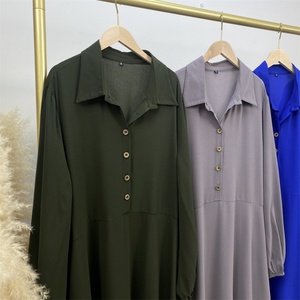 6771# Newest Ramadan Chiffon <b>Maxi</b> Dress 6 Buttons Muslim Women Long Flowy Summer Abaya Dresses With Pockets 5 Colors - Product Image 6