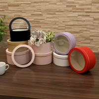 Boîte à fleurs réutilisable de couleur unie, fabriquée en usine OEM, avec fenêtre transparente en PVC, tube rigide, impression en relief, emballage personnalisé avec logo
