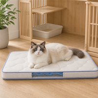 Gepolsterte Silikon-Kühlmatte für Katzen mit hellblauem Rand und rutschfester Unterseite für Katzenkäfige zu Hause