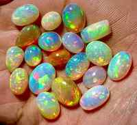 Opale de feu éthiopienne Welo Rainbow Fire, 100 pièces, cabochons naturels en vrac, qualité authentique, certifiée, taille brillante