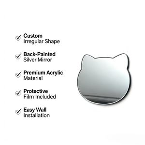 Custom Die Cut Cat Shape Back Paint Acrylic <b>Mirror</b> for Phone Case Back Decoration DIY <b>Craft</b> Ornament - Product Image 2