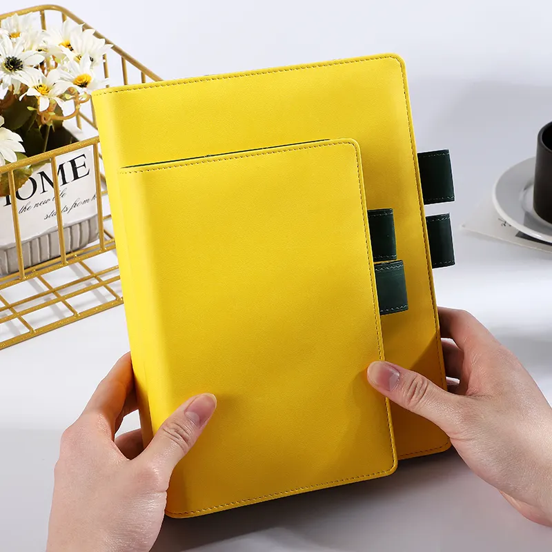 Bìa Da PU Thời Trang Có Thể Nạp Lại Tùy Chỉnh 6 Vòng Binder A6 Loose Leaf Leather Journal Diary Notebook Với Pen Holder