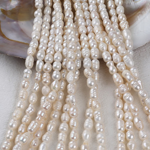 โปรโมชั่น ลูกปัดมุกน้ำจืดสีขาวธรรมชาติ ขนาด 6-7 มม. สำหรับทำเครื่องประดับแฮนด์เมด รูปทรงข้าวสาร - Product Image 1