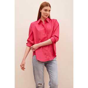 Camisa Mango Boyfriend para Mujer, Popelina, Cierre de Botones, Uso Diario Informal, Color Rosa Claro - Product Image 1