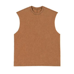 Camiseta sin mangas con gráfico para hombre, chaleco informal de algodón lavado con estampado de calle para entrenamientos, Material de poliéster Spandex - Product Image 3