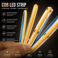 Bande lumineuse LED COB en cuivre blanc chaud, sans points, flexible, pour éclairage décoratif et architectural